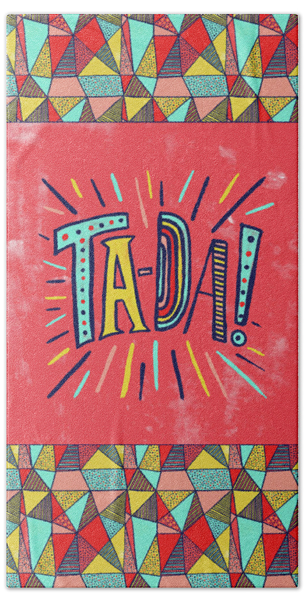 Ta-da Hand Towel featuring the painting Ta Da by Jen Montgomery