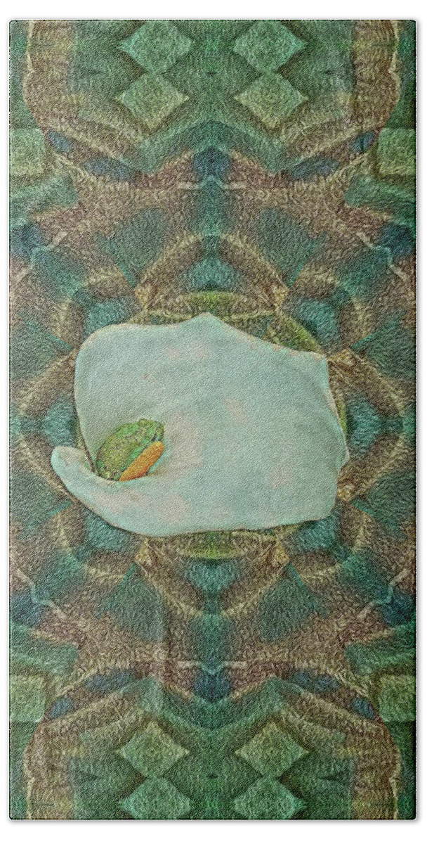 Frog Bath Towel featuring the digital art Portrait of a Swap Frog Prince by Diego Taborda