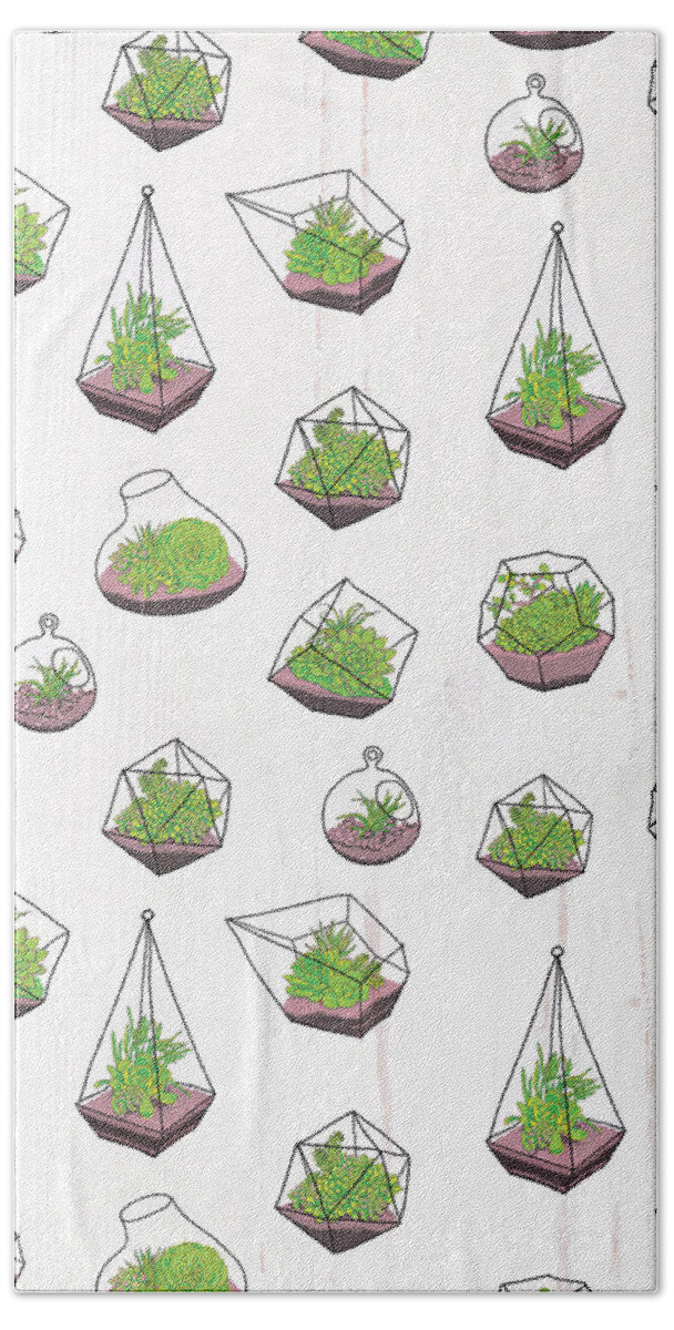 Terrariums Bath Towel featuring the painting Terrariums by Jen Montgomery