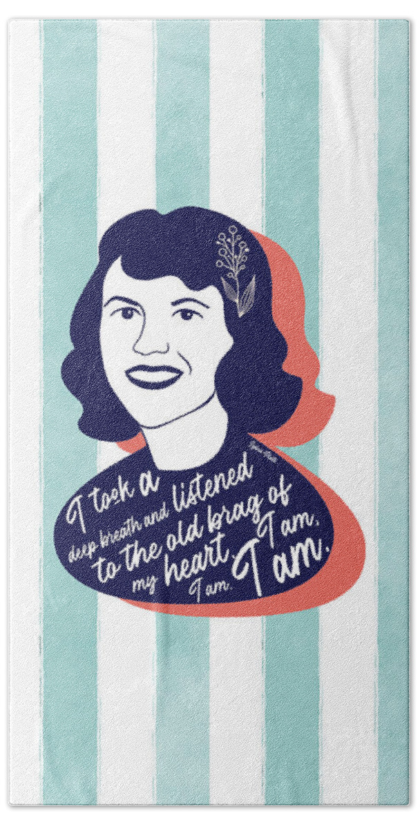 Sylvia Plath Hand Towel featuring the digital art Sylvia Plath Graphic Quote by Ink Well