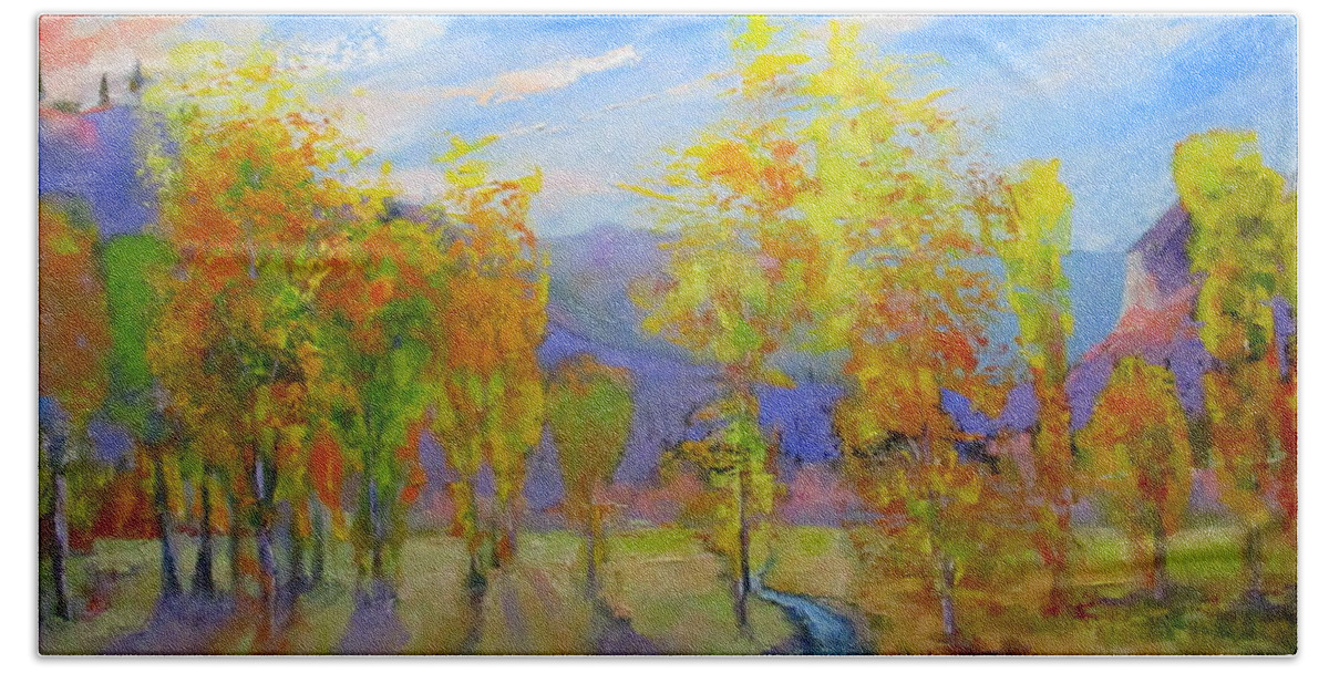 Fall Hand Towel featuring the painting As the Earth Changes by Gregg Caudell