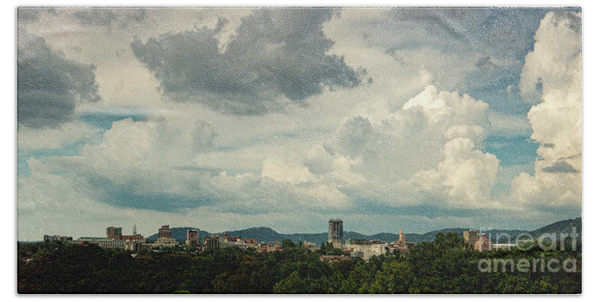 Asheville Bath Towel featuring the photograph Asheville City Skyline by David Oppenheimer