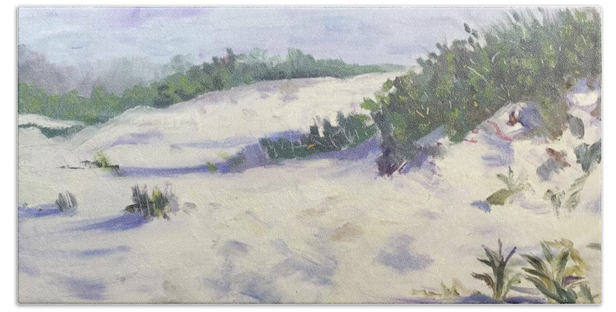 Impressionism Hand Towel featuring the painting Assateague Dunes by Maggii Sarfaty