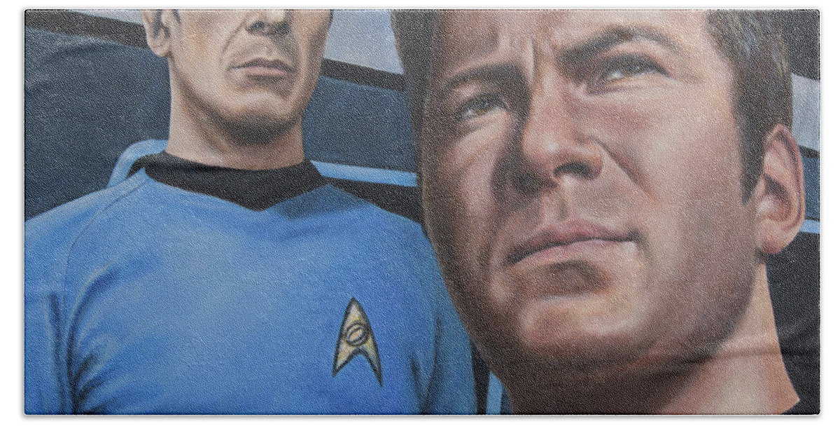 Star Trek Bath Towel featuring the painting Assessing A Formidable Opponent by Kim Lockman