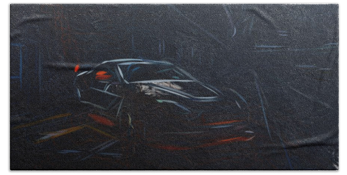 Aston Bath Towel featuring the digital art Aston Martin Vantage GT12 Drawing by CarsToon Concept