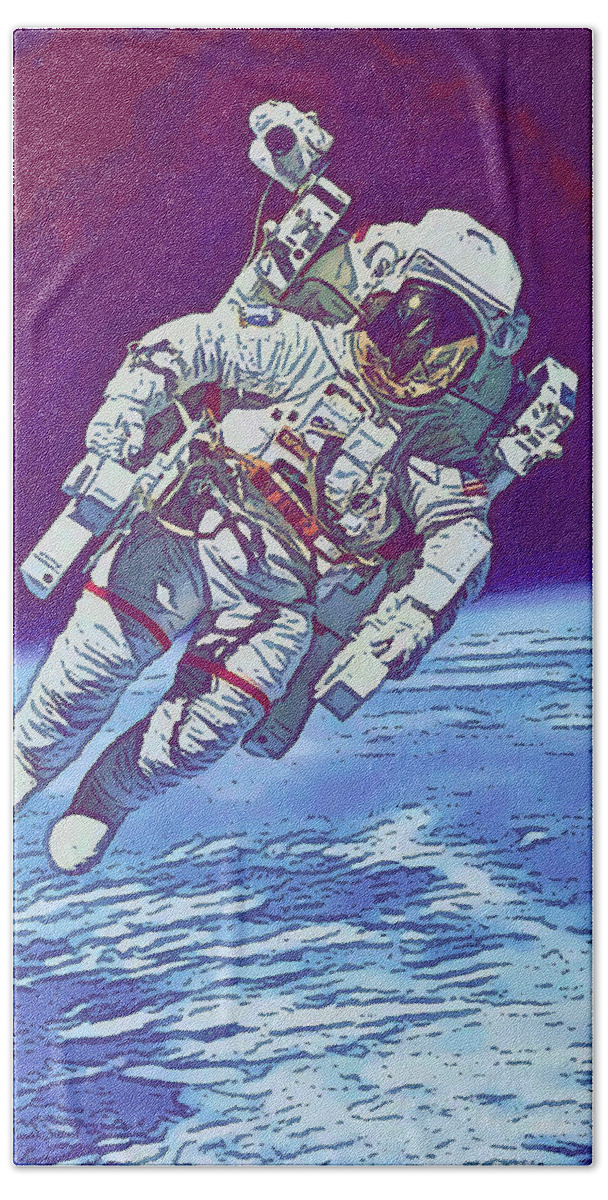 Space Bath Towel featuring the digital art Astronaut by Gary Grayson
