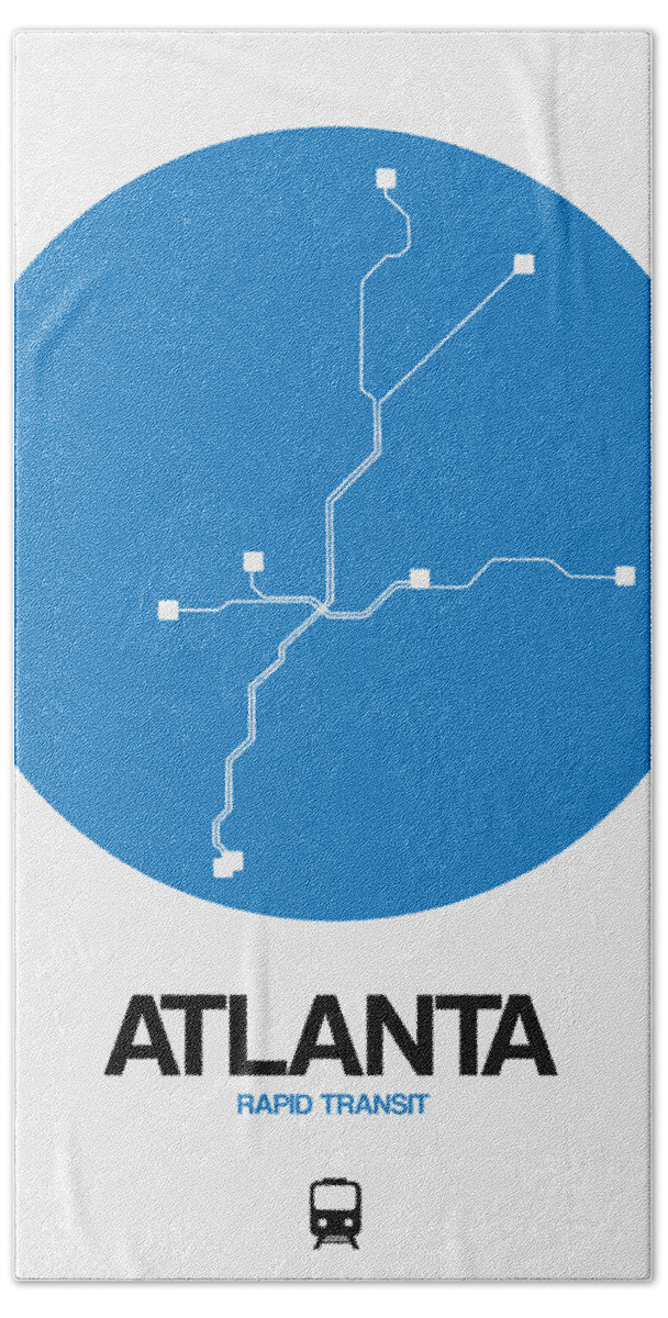 Atlanta Hand Towel featuring the digital art Atlanta Blue Subway Map by Naxart Studio