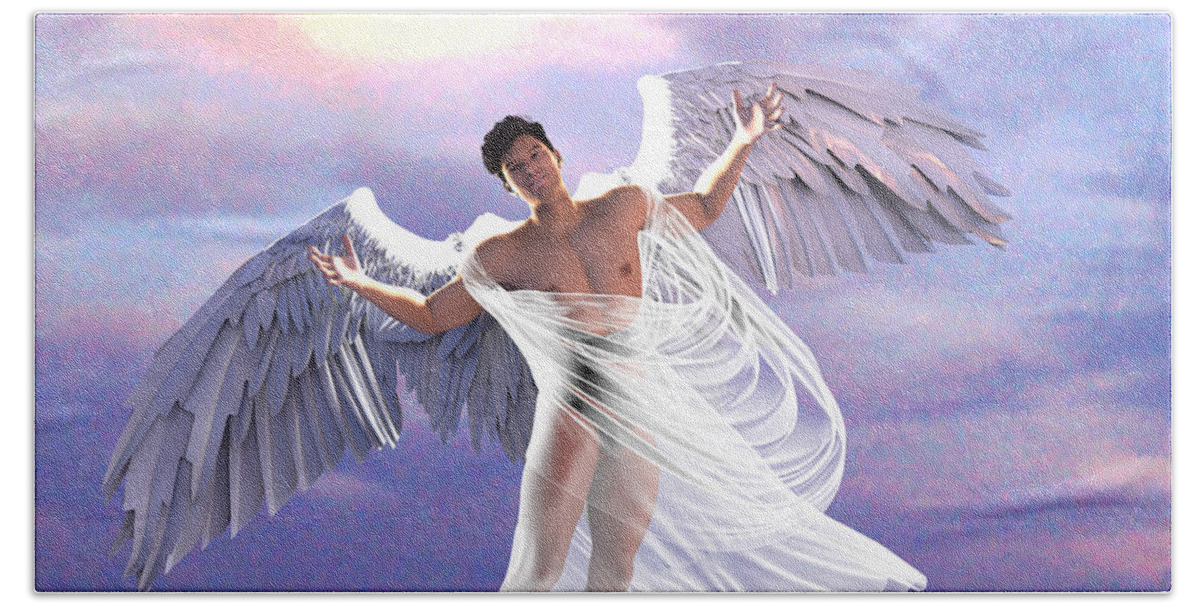 Angel Hand Towel featuring the digital art Auriel Archangel of Hope by Joaquin Abella