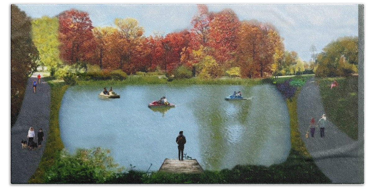 Autumn At Country Park Bath Towel featuring the photograph Autumn At Country Park Painted by Sandi OReilly