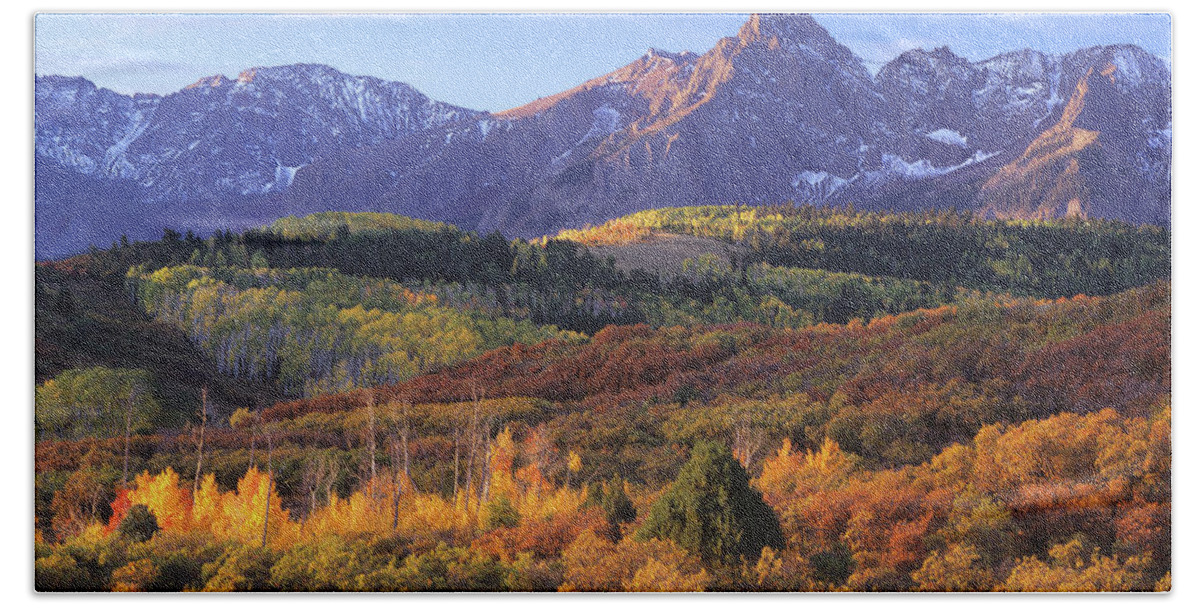 Ridgway Bath Towel featuring the photograph Autumn at the Dallas Divide by Timm Chapman