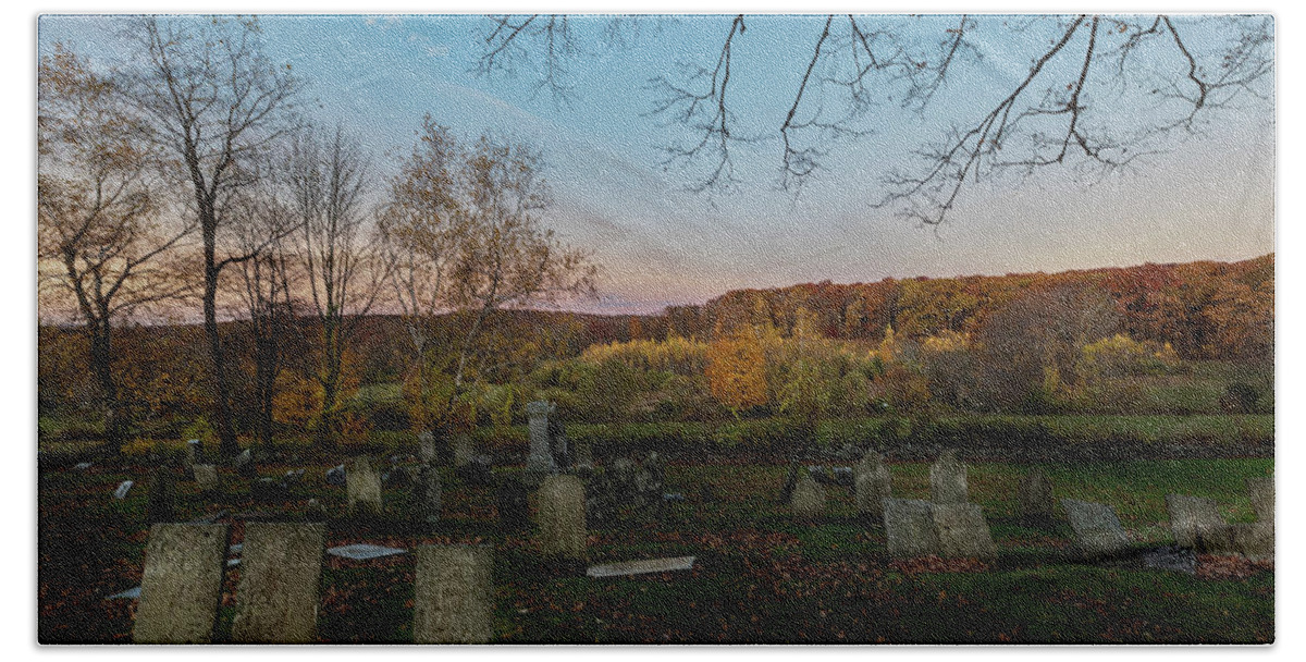 Cemetery Bath Towel featuring the photograph Autumn Cemetary by Bill Wakeley