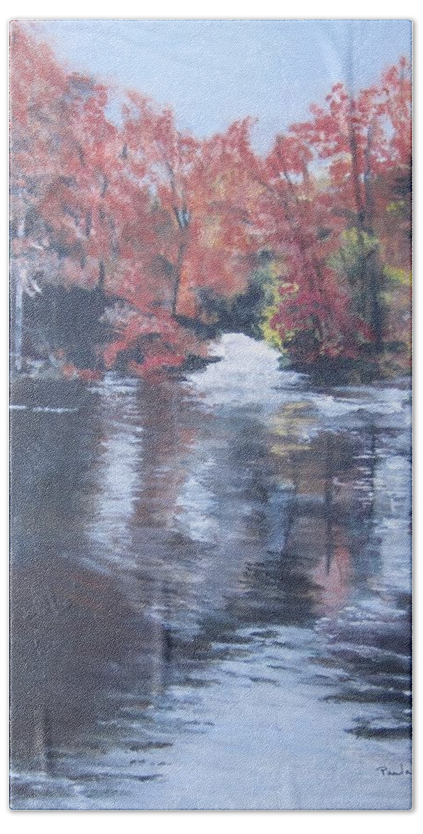 Painting Bath Towel featuring the painting Autumn Glimmers by Paula Pagliughi