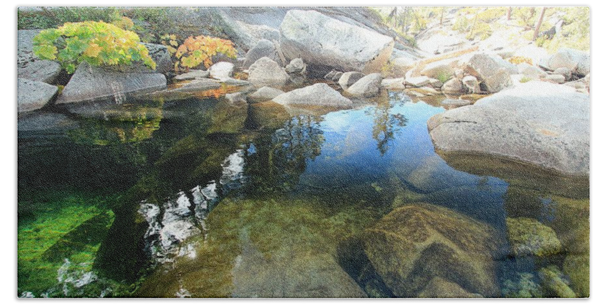 Sierra Bath Towel featuring the photograph Autumn Liquid Dreamscape by Sean Sarsfield