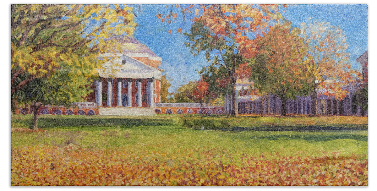 Uva Hand Towel featuring the painting Autumn on the Lawn by Edward Thomas