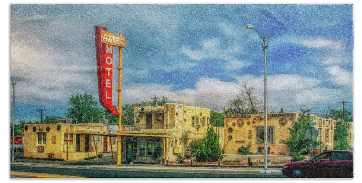 Aztec Hand Towel featuring the photograph Aztec Motel by Micah Offman