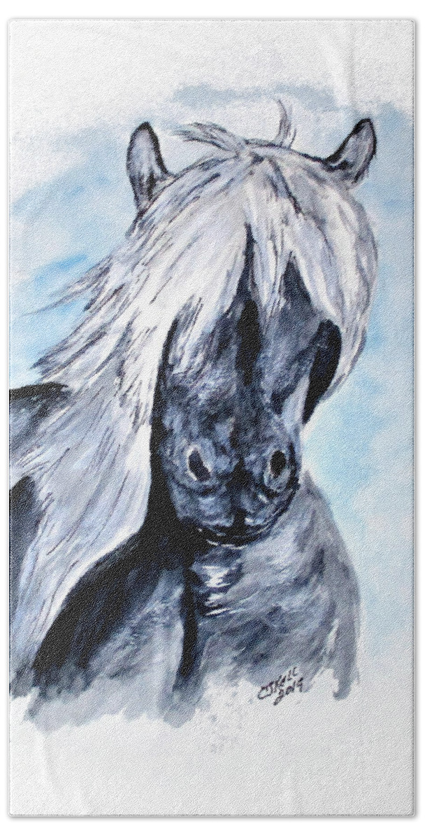 Mop Hair Bath Towel featuring the painting Bad Hair Day by Clyde J Kell