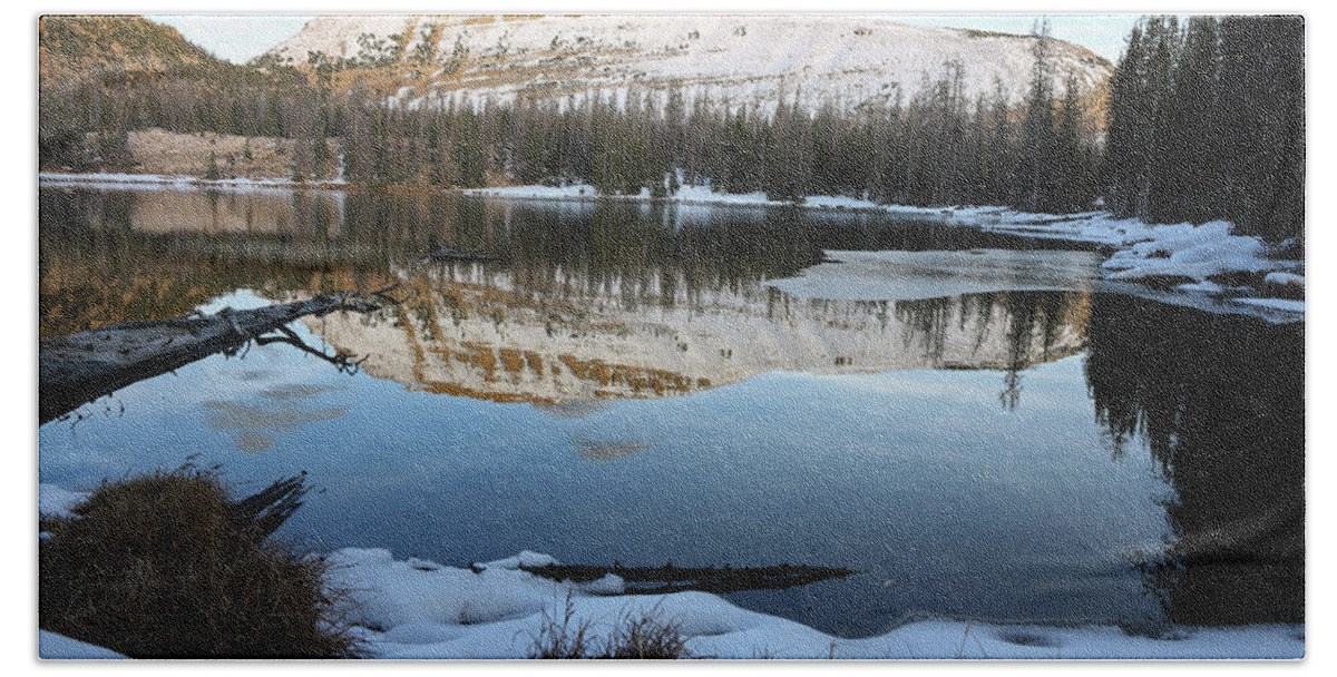 Utah Bath Towel featuring the photograph Bald Mountain Sunset on Clegg Lake - Uinta Mountains, Utah by Brett Pelletier