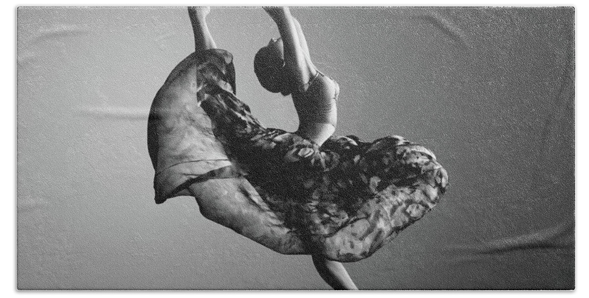 Ballerina Bath Sheet featuring the photograph Ballerina jumping by Johan Swanepoel
