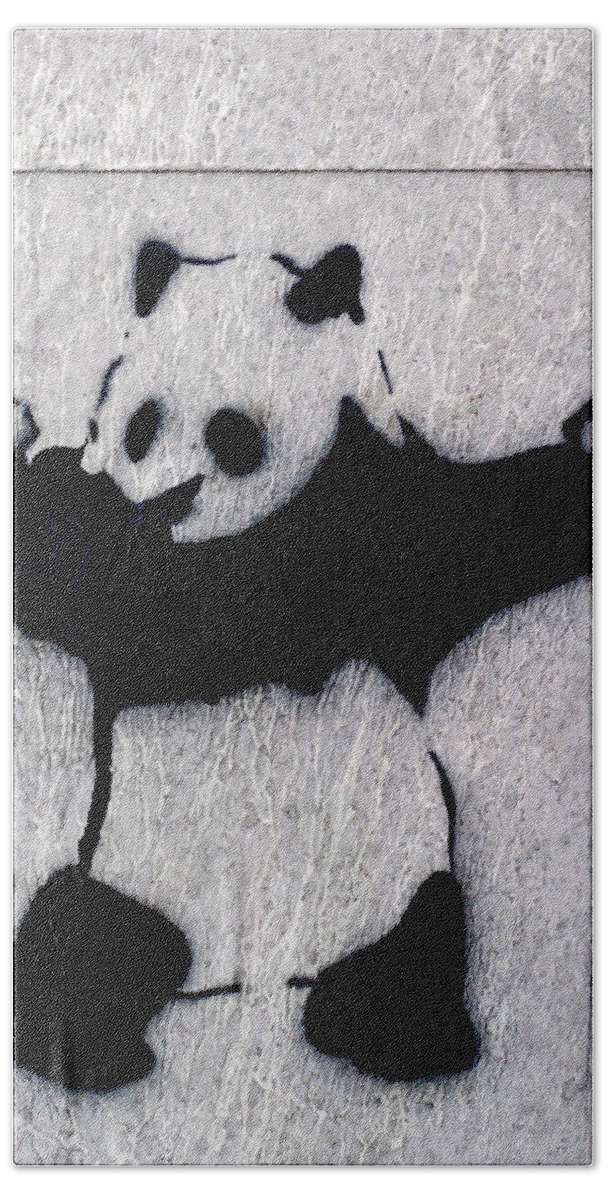 Banksy Bath Towel featuring the photograph Banksy Panda by Gigi Ebert