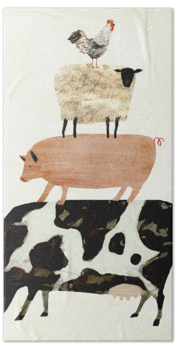 Animals Bath Sheet featuring the painting Barnyard Buds IIi by Victoria Borges