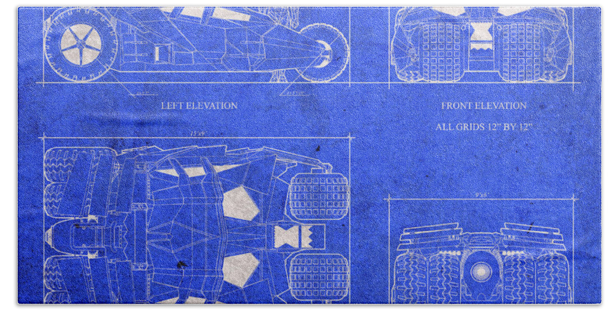 Batman Tumbler Batmobile Blueprints Bath Towel by Design Turnpike -  Instaprints