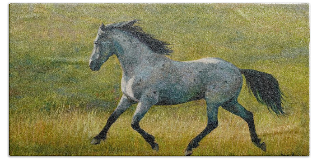 Horses Hand Towel featuring the painting Battle Scars by Laurie Snow Hein