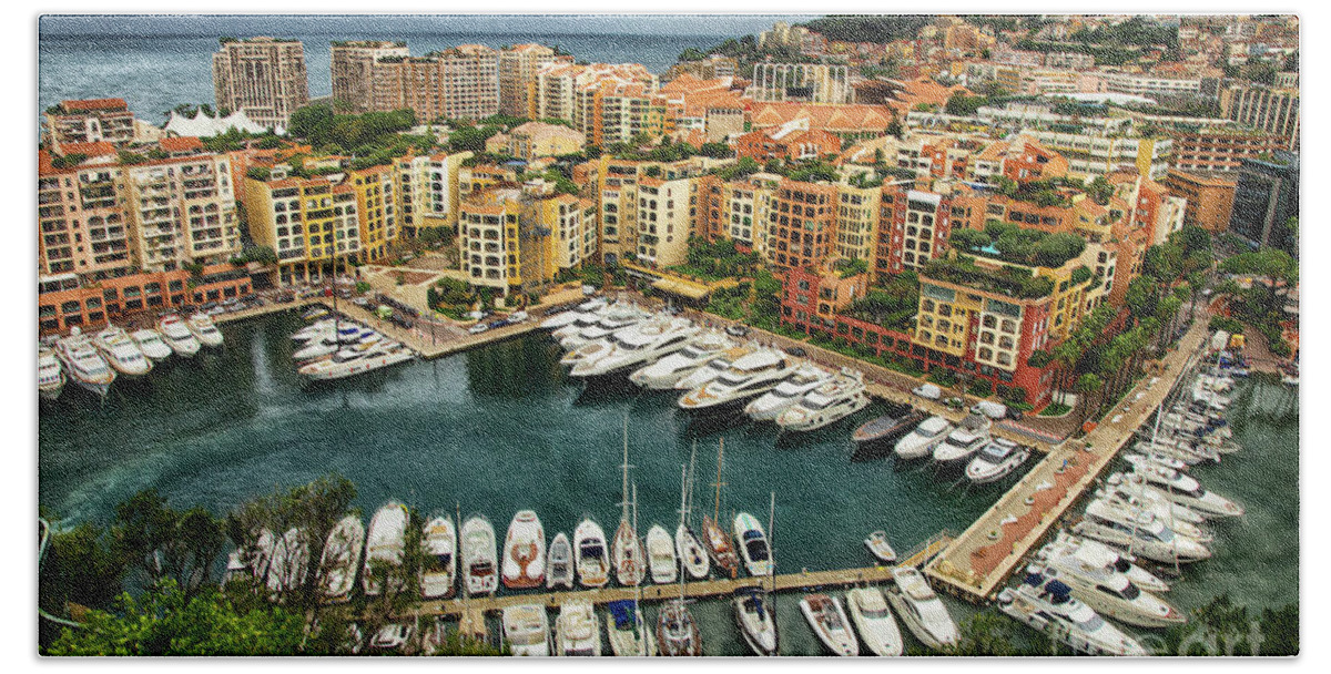 Bay Of Monte Carlo Bath Towel featuring the photograph Bay of Monte Carlo Monaco by Wayne Moran