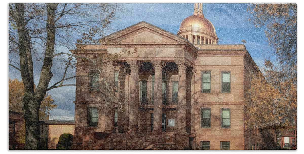 Architecture Bath Towel featuring the photograph Bayfield County Courthouse by Susan Rissi Tregoning