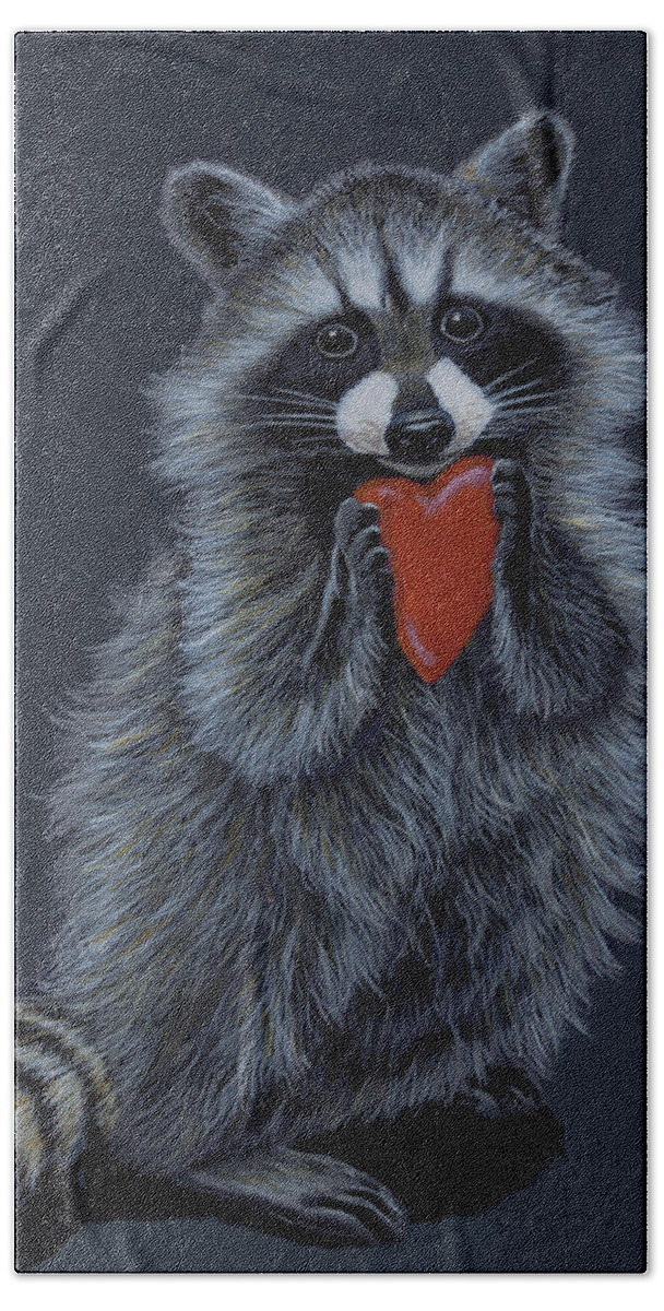 Raccoon Hand Towel featuring the painting Be Mine by Anthony J Padgett