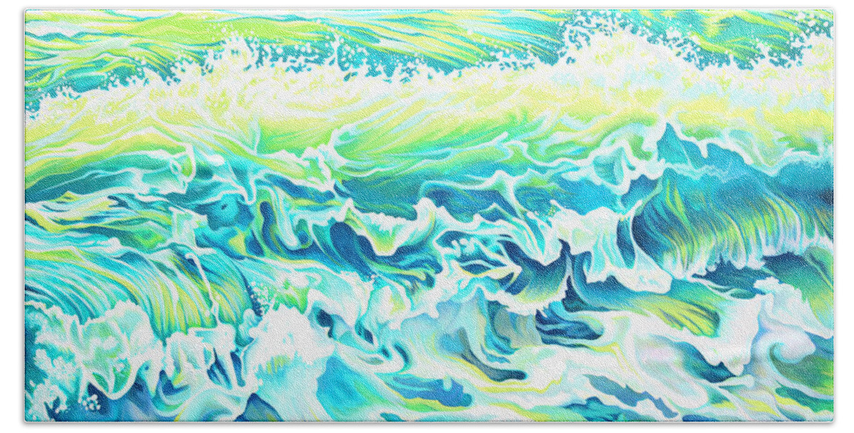 Beach Hand Towel featuring the painting Beach Break Wave by Tish Wynne