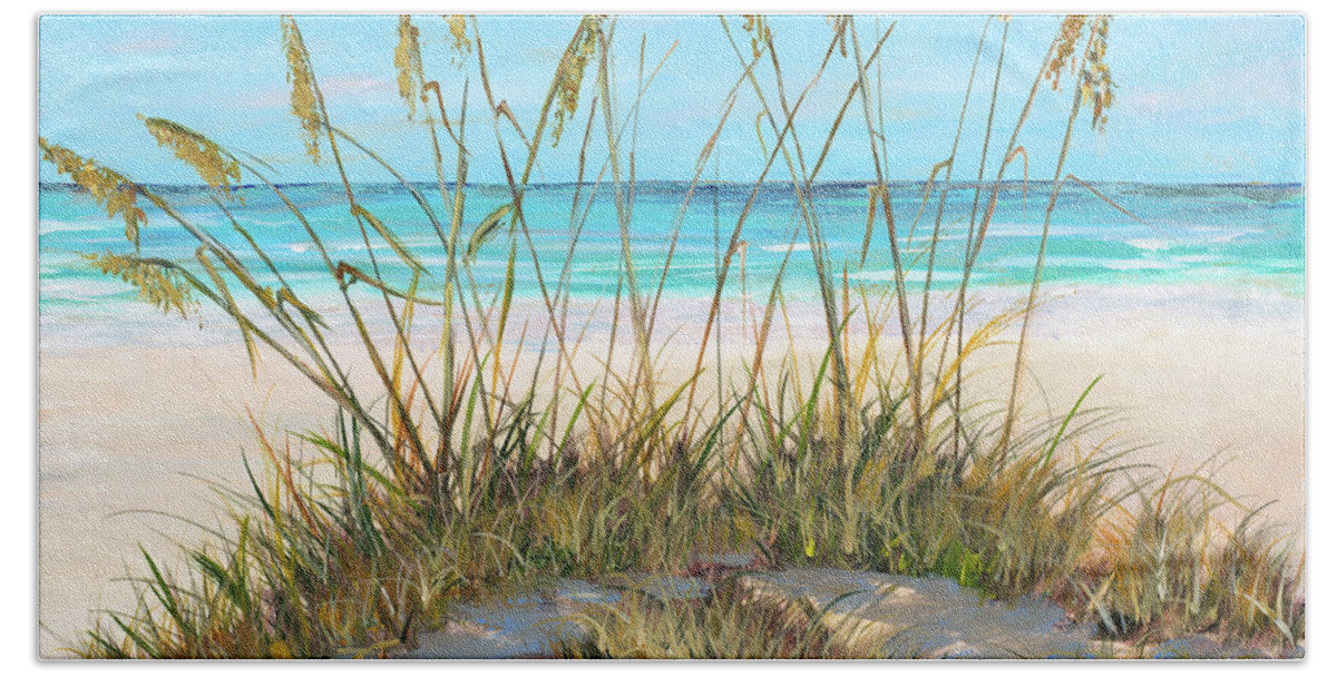 Beach Hand Towel featuring the painting Beach Grass by Julie Derice