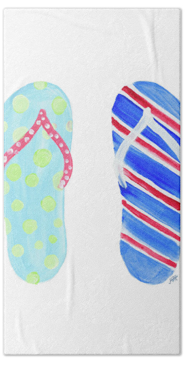 Beach Hand Towel featuring the painting Beach Toes II by South Social D