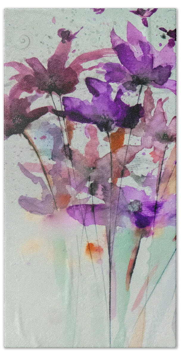 Watercolor Bath Towel featuring the painting Beautiful Spring Floral by Lisa Kaiser