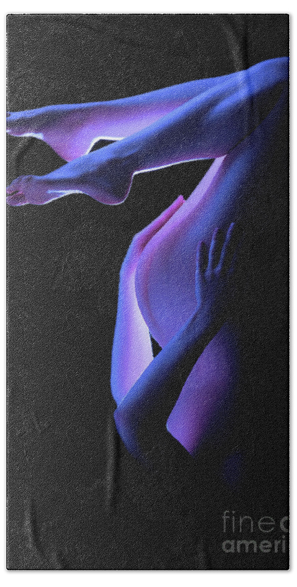 Girl Bath Towel featuring the photograph Beauty In Neon Blue by Robert WK Clark