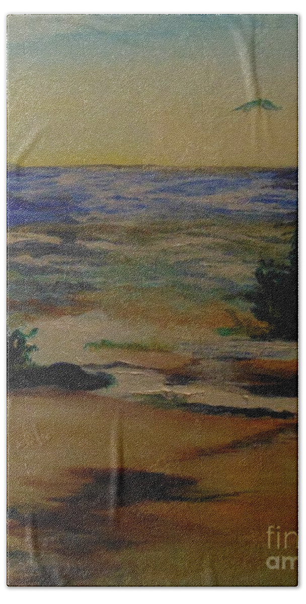 Plen Aire Bath Towel featuring the painting Before the Fog by Saundra Johnson
