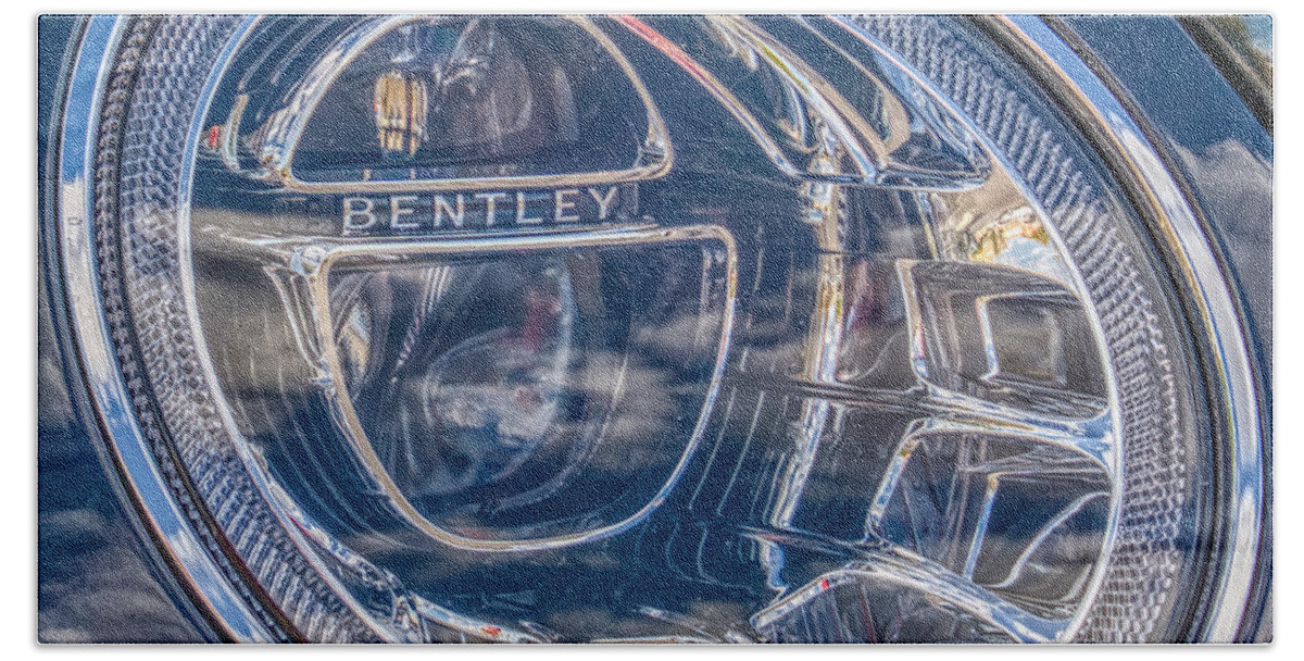 Bentley Bath Towel featuring the photograph Bentley Bentayga Headlight by Anthony Giammarino