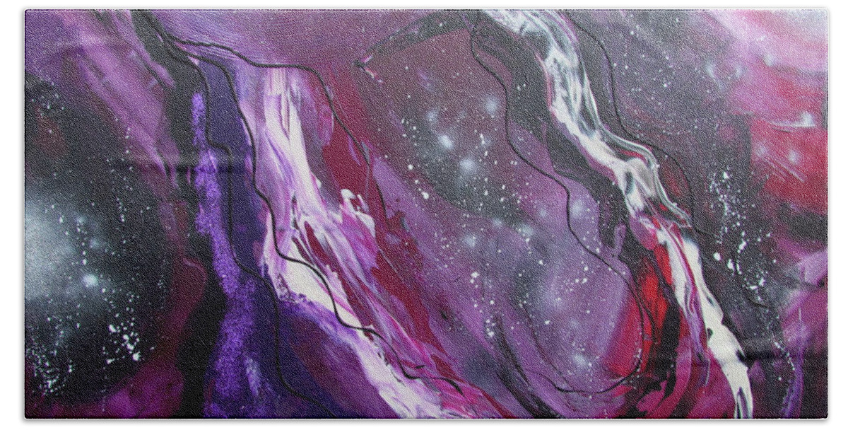 Galaxy Bath Towel featuring the painting Beyond the Galaxy by Patricia Piotrak