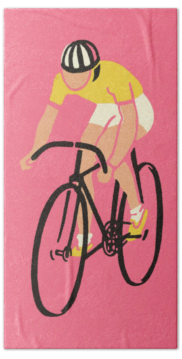 Action Hand Towel featuring the drawing Bicyclist by CSA Images