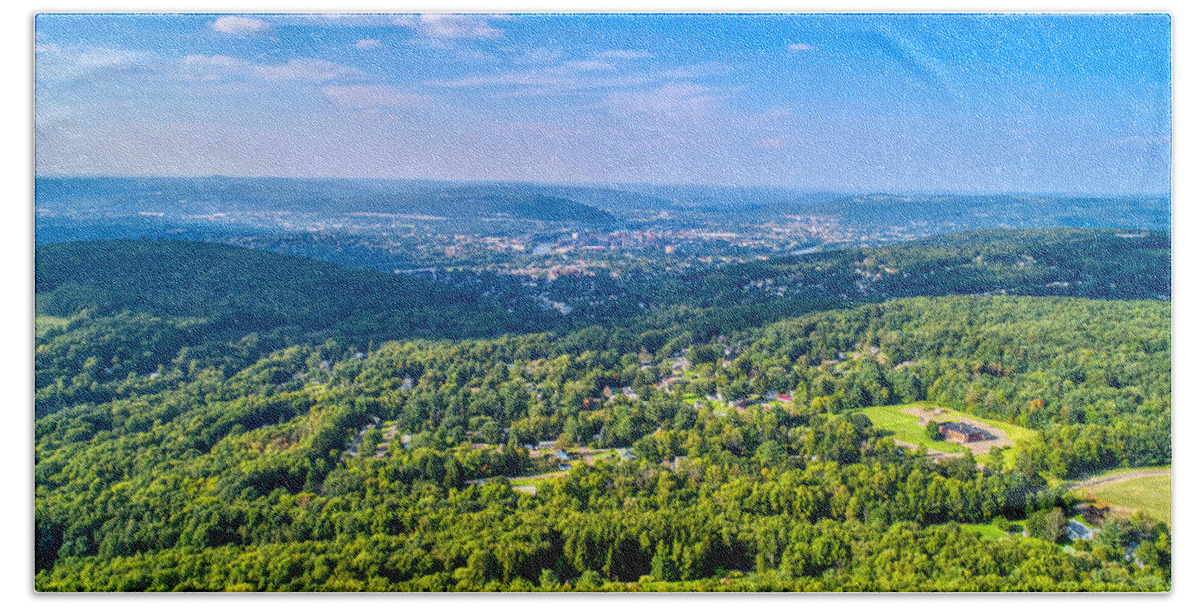 Finger Lakes Bath Towel featuring the photograph Binghamton Aerial View by Anthony Giammarino