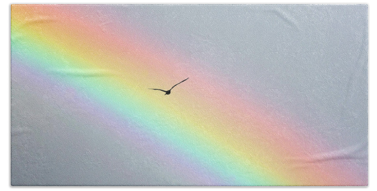 Rainbow Bath Towel featuring the photograph Bird Bow by Sean Davey
