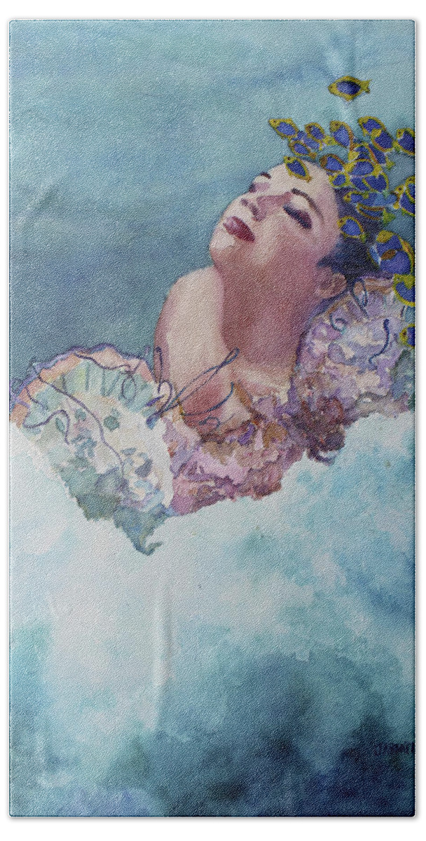 Venus Bath Towel featuring the painting Birth of Venus Two by Jenny Armitage