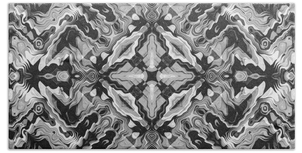 Texture Hand Towel featuring the digital art Black And White Geometric by Phil Perkins