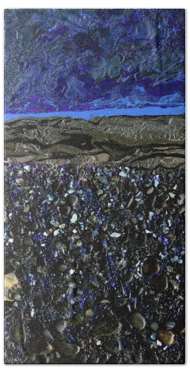Night Bath Towel featuring the mixed media Black As Night by Donna Blackhall