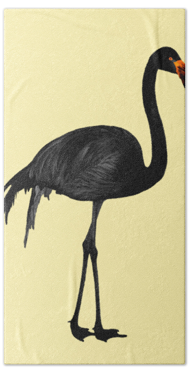 Flamingo Hand Towel featuring the mixed media Black Flamingo 1 - Tropical Wall Decor - Flamingo Posters - Exotic Birds - Black, Modern, Minimal by Studio Grafiikka