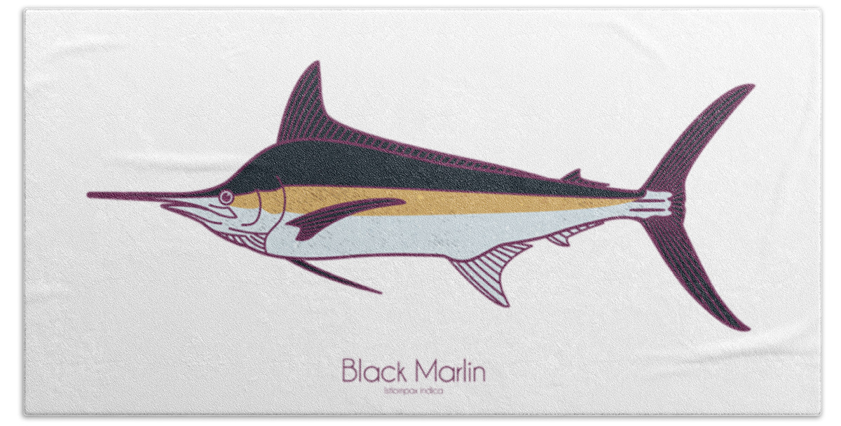 Black Marlin Bath Towel featuring the digital art Black Martlin by Kevin Putman