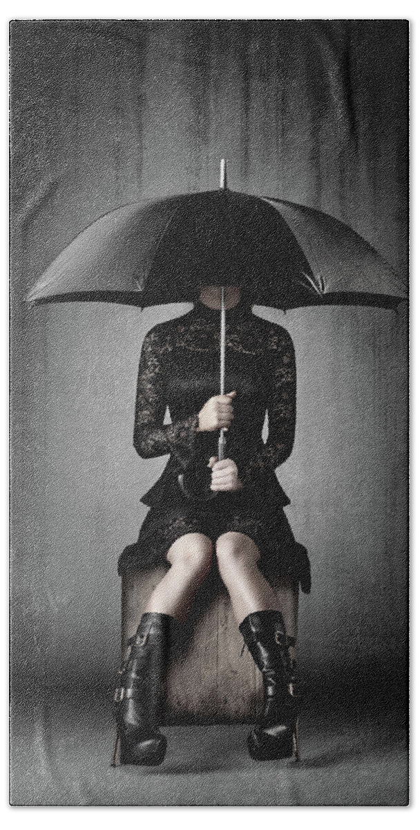 Woman Hand Towel featuring the photograph Black Rain by Johan Swanepoel