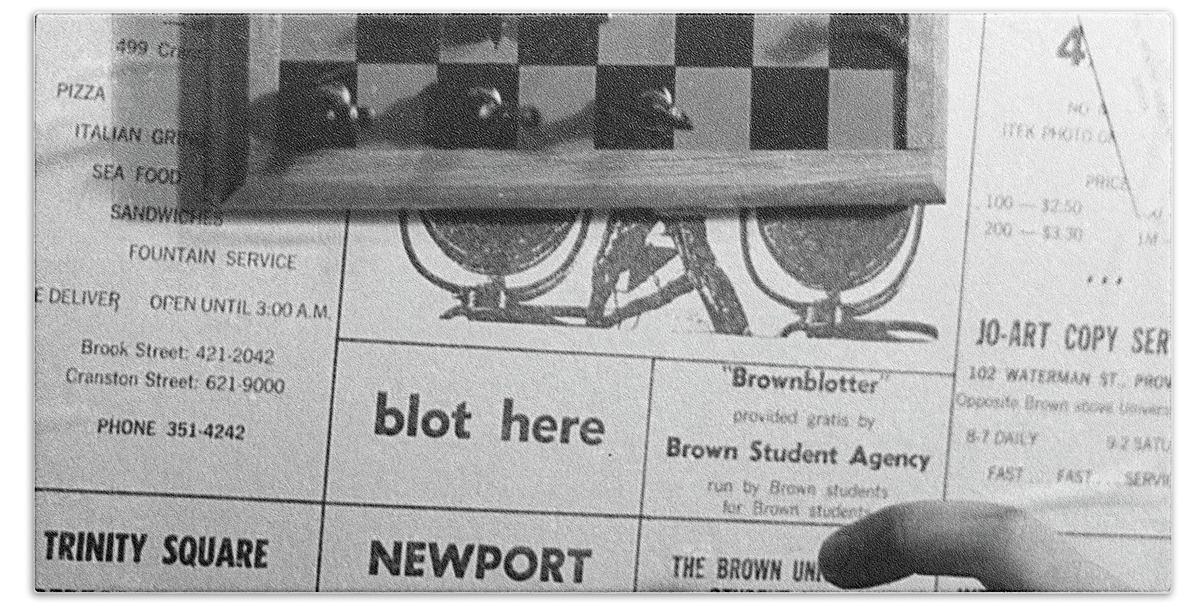 Providence Bath Towel featuring the photograph Blot Here, aka Black's Move, 1972 by Jeremy Butler