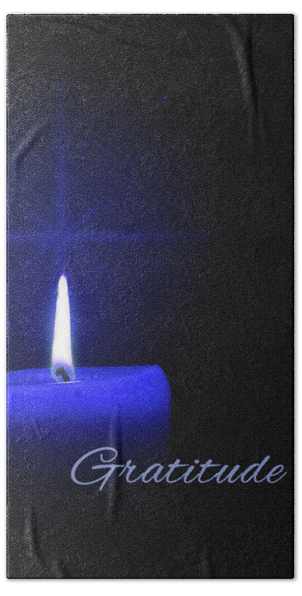 Thank You Hand Towel featuring the digital art Blue Candle Light Gratitude by Doreen Erhardt
