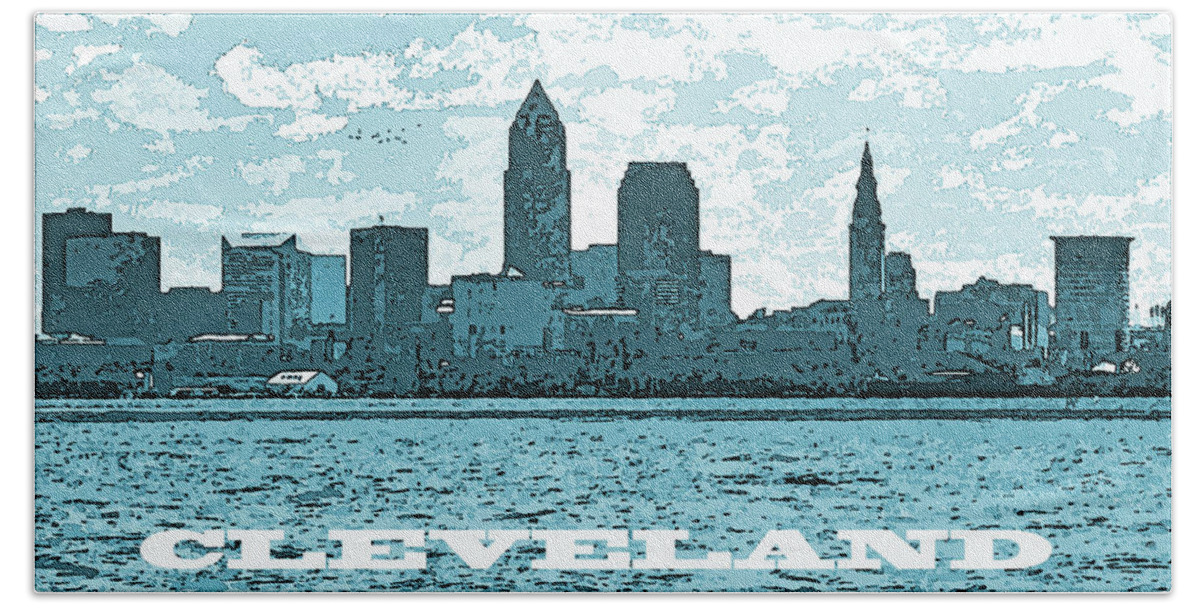 Cleveland Bath Towel featuring the photograph Blue CLEVELAND by Gary Olsen-Hasek