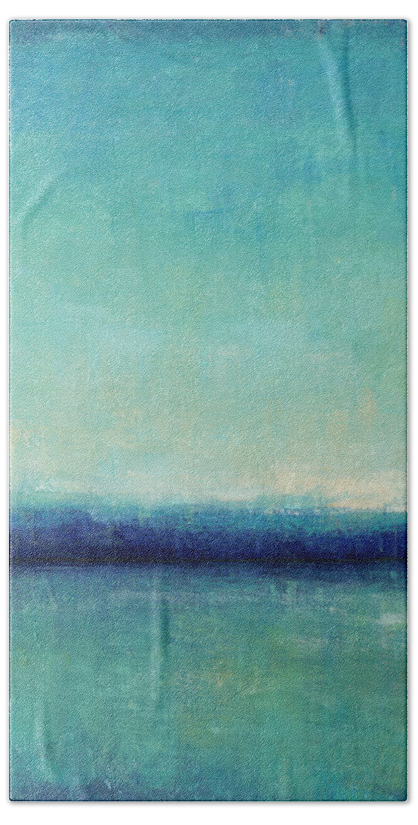 Coastal & Tropical+landscapes & Seascapes+coastal & Seascapes Bath Sheet featuring the painting Blue Horizon I by Tim Otoole